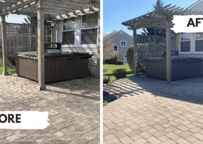 Before and after of a paver restoration from CKC landscaping