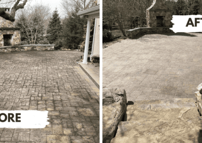 Before and after of a paver restoration from CKC landscaping