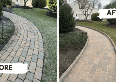 Before and after of a paver restoration from CKC landscaping