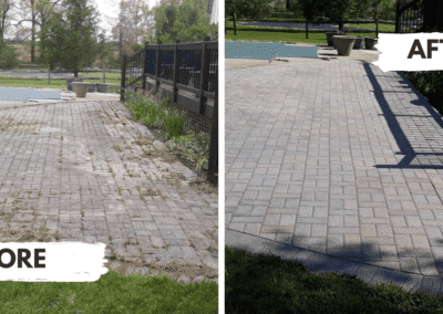 Before and after of a paver restoration from CKC landscaping