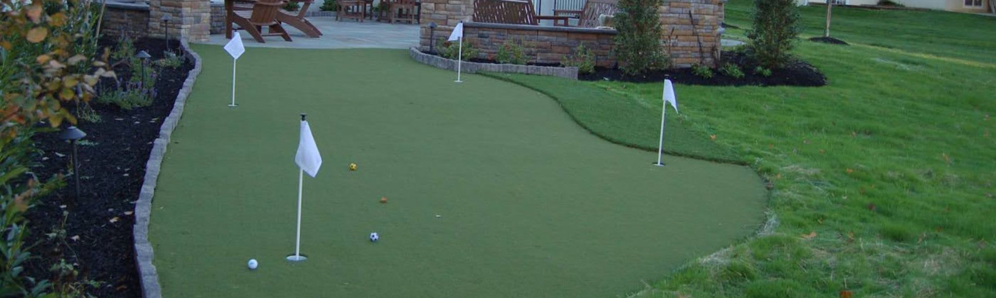 A putting green made with artificial grass.