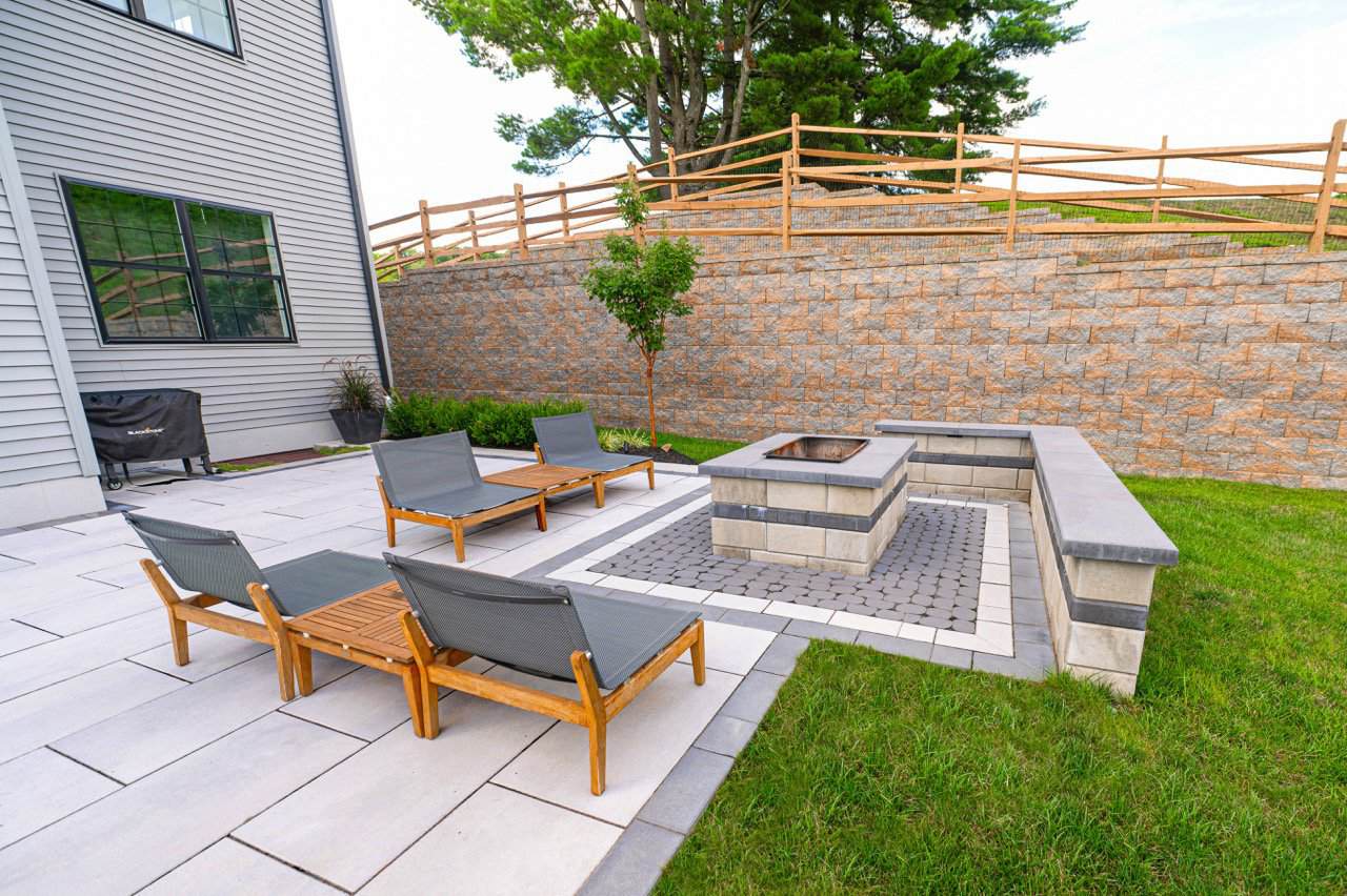 Techo-Bloc modern paver patio installation in Downingtown backyard