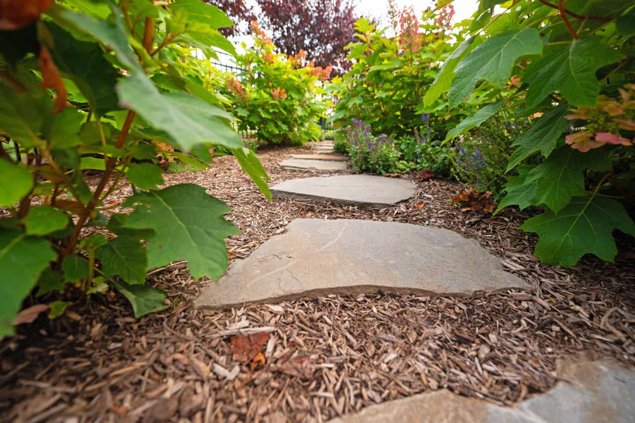 Malvern Stepping Stone Pathway Stepping stone pathway through lush landscaping in Malvern Pa