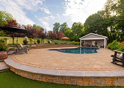 Modern large-format pool paver patio installation in West Chester PA