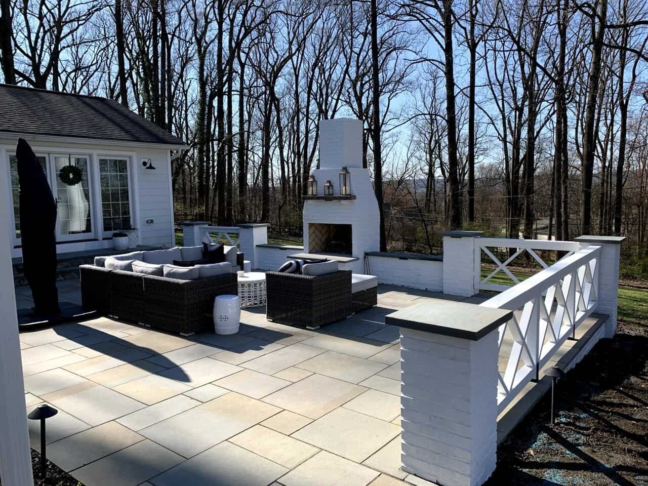 Malvern Flagstone Patio with Fireplace Malvern Outdoor Living Space by CKC Landscaping