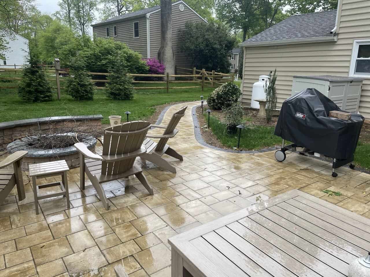 Tredyffrin Paver Patio with Firepit Paver patio with firepit and sitting walls in Tredyffrin